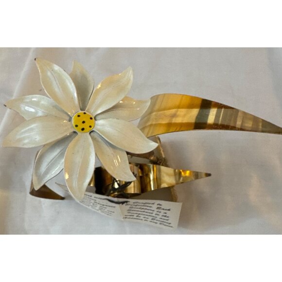 McM Metal Daisy Flower Sculpture By Mario Jason On Onyx Base - Picture 5 of 6